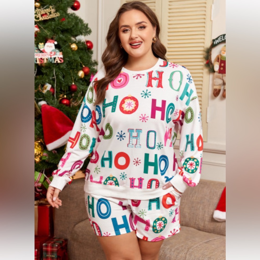 NEW ARRIVAL Festive Multicolor Holiday Pajama Short set
 Plus size 2/3x  🎄🎅🎄